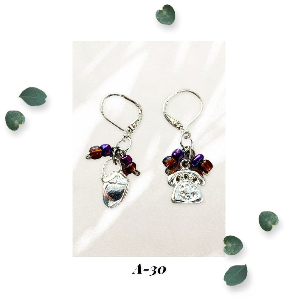 Retro Old School Cool - Computer Mouse and Telephone Charm Earrings